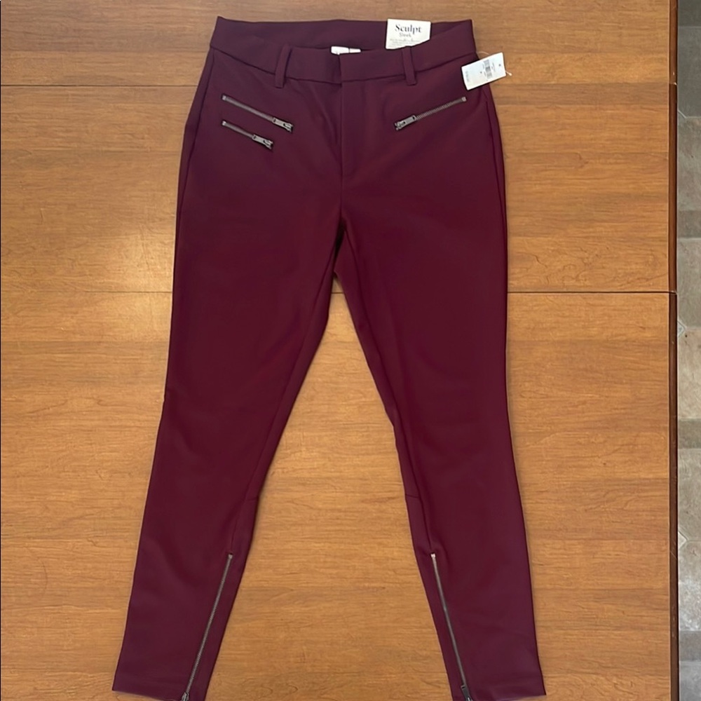 GAP Sculpt Sleek Burgundy Mid Rise Leggings size 8